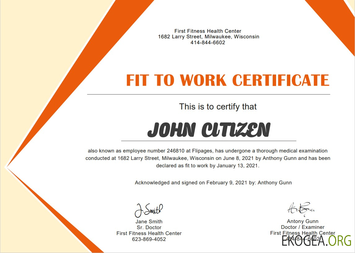 Certificat d'aptitude médicale aux États Unis